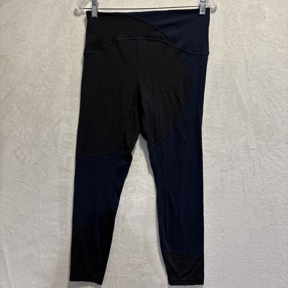 Lululemon Nulu Colour Block Black Blue High Rise Tight 25" Leggings Size 10 Yoga